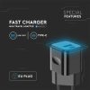 V-TAC fali 20W töltő, utazó adapter, Power Delivery, USB és Type-C csatlakozóval, fekete - SKU 6677