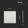 V-TAC LED panel természetes fehér UGR<19 36W 62 x 62cm, 85 Lm/W - SKU 2162176