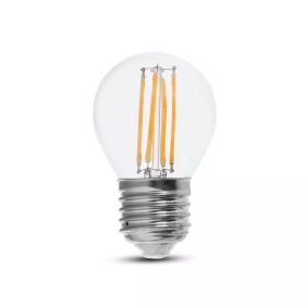   V-TAC 6W E27 hideg fehér filament G45 LED égő, 130 Lm/W - SKU 2853