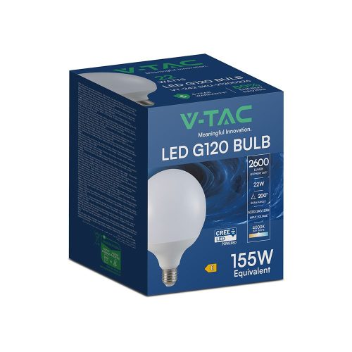 V-TAC CREE LED 22W E27 természetes fehér G120 LED égő - SKU 21200226