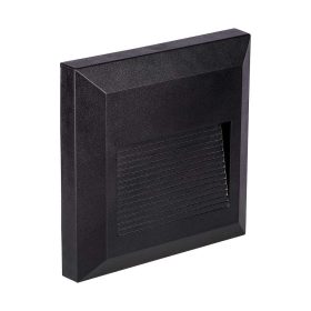   V-TAC 2W fekete LED lépcsővilágítás, szögletes, IP65, meleg fehér - SKU 211323