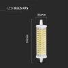 V-TAC R7S 16W 118mm kerámia LED izzó, hideg fehér, 125 Lm/W - SKU 212836