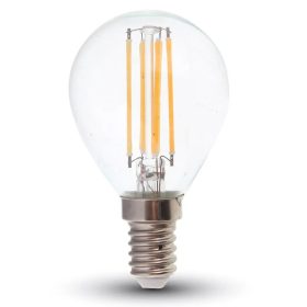   V-TAC 6W E14 meleg fehér filament P45 LED égő, 130 Lm/W - SKU 2854