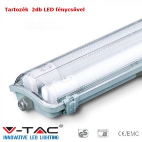   V-TAC armatúra 2 db LED fénycsővel 120cm 36W IP65 hideg fehér - SKU 6399