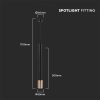 V-TAC GU10 LED mennyezetre függeszthető lámpatest, fekete és arany véggel, 50 cm - SKU 6689