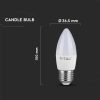 V-TAC 4.5W E27 hideg fehér C37 LED gyertya égő - SKU 2143441