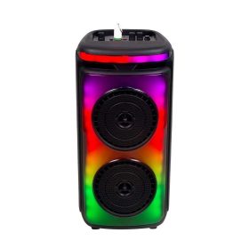   V-TAC Soundor 20W Bluetooth hordozható hangszóró LED világítással, 2x6 inch, mikrofonnal - SKU 7676