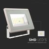 V-TAC F-széria LED reflektor 20W meleg fehér, fehér házzal - SKU 6740
