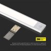 V-TAC 1.5W, 2in1 akkumulátoros LED bútorvilágítás, természetes fehér, ezüst házzal, 30 cm - SKU 2958