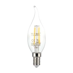   V-TAC 4W E14 hideg fehér filament C35 LED gyertyaláng égő - SKU 214430