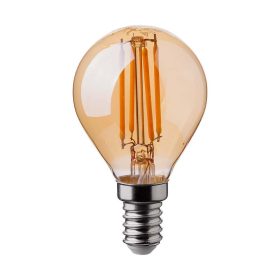   V-TAC 4W borostyán E14 filament P45 LED kisgömb égő, 2200K - SKU 214499