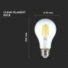 V-TAC 10W E27 hideg fehér filament A60 LED égő - SKU 214412