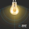 V-TAC 10W borostyán E27 filament A60 LED égő, 2200K, 95 Lm/W - SKU 217157