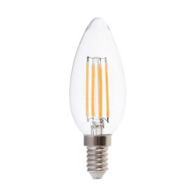   V-TAC 6W E14 természetes fehér filament C35 LED gyertya égő, 100 Lm/W - SKU 217424