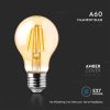 V-TAC 12W borostyán E27 filament A60 LED égő, 2200K, 110 Lm/W - SKU 217457