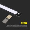 V-TAC 2W, 2in1 akkumulátoros LED bútorvilágítás, természetes fehér, fekete házzal, 40 cm - SKU 2963