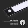 V-TAC 2W, 2in1 akkumulátoros LED bútorvilágítás, természetes fehér, fekete házzal, 40 cm - SKU 2963