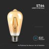 V-TAC 8W borostyán E27 filament ST64 LED égő, 2200K, 90 Lm/W - SKU 214421