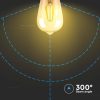 V-TAC 8W borostyán E27 filament ST64 LED égő, 2200K, 90 Lm/W - SKU 214421