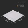 V-TAC süllyeszthető szögletes fémházas LED panel 18W meleg fehér - SKU 214869