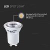 V-TAC kisfejű GU10 LED spot égő 2W meleg fehér 38°, o35mm széles - SKU 21869