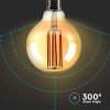 V-TAC 7W borostyán E27 filament G95 LED égő, 2200K, 100 Lm/W - SKU 217147