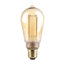   V-TAC Vintage 4W borostyán E27 ART filament ST64 LED égő, 1800K - SKU 217474