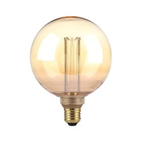   V-TAC Vintage 4W borostyán E27 ART filament G125 LED égő, 1800K - SKU 217475