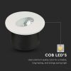 V-TAC 3W beltéri COB LED lépcsővilágítás, kerek, meleg fehér, 90 Lm/W - SKU 211207