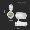V-TAC LED 10°-os sínes spotlámpa állítható szöggel, 35W hideg fehér - SKU 211257