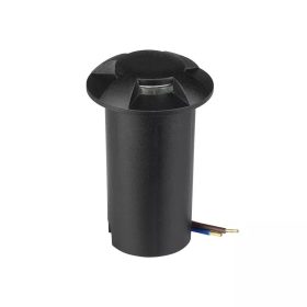   V-TAC 1W DC12V kültéri, 4 irányú talajlámpa, fekete, IP67, hideg fehér - SKU 211472