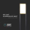 V-TAC 10W kültéri LED lámpa oszlop 80 cm, természetes fehér, fekete házzal - SKU 2120114