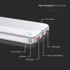 V-TAC fehér 10000mAh powerbank, Power Delivery, gyorstöltéssel, Type-C kábellel - SKU 7832