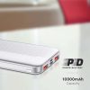 V-TAC fehér 10000mAh powerbank, Power Delivery, gyorstöltéssel, Type-C kábellel - SKU 7832