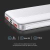 V-TAC fehér 10000mAh powerbank, Power Delivery, gyorstöltéssel, Type-C kábellel - SKU 7832