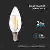 V-TAC 3 lépésben dimmelhető 4W E14 meleg fehér filament C35 LED égő, 100 Lm/W - SKU 6848
