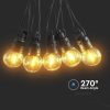 V-TAC napelemes, szolár LED party fényfüzér 12m 10db fényforrással, távirányítóval - SKU 7804
