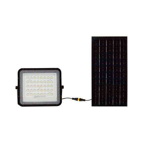V-TAC 6000mAh napelemes LED reflektor 10W hideg fehér, 800 Lumen, fekete házzal - SKU 7823