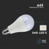 V-TAC 15W E27 A65 izzó meleg fehér LED égő, 100 Lm/W - SKU 214453