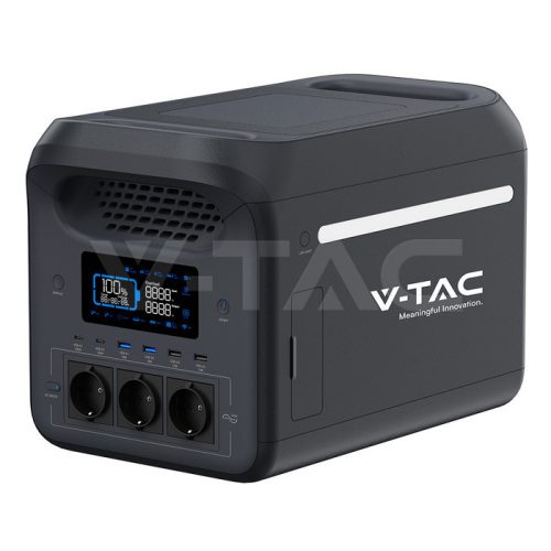 V-TAC hordozható töltőállomás 1800W, napelemes töltési lehetőséggel, EU dugalj, Wifis - SKU 12708