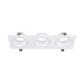   V-TAC téglalap GU10 3 foglalatos LED spotlámpa keret, fehér lámpatest - SKU 10299