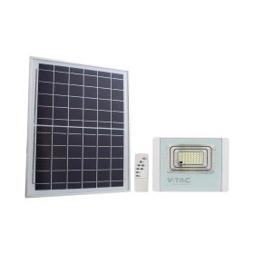   V-TAC napelemes LED reflektor 12W természetes fehér 5000 mAh, fehér házzal - SKU 23018