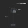 V-TAC 1.5W fekete, érintéssel vezérelhető akkumulátoros LED lámpa, CCT - SKU 10330