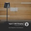 V-TAC 1.5W fekete, érintéssel vezérelhető akkumulátoros LED lámpa, CCT - SKU 10330