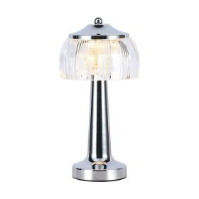   V-TAC 1W króm színű asztali akkumulátoros LED lámpa akril búrával, CCT - SKU 7939