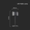 V-TAC 1.5W fekete, érintéssel vezérelhető akkumulátoros LED lámpa, 2700K+5700K - SKU 10450