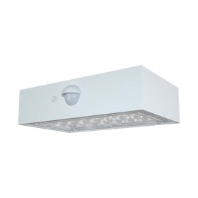   V-TAC napelemes tégla alakú fali lámpa 3W, 2in1 színhővel, szenzorral, fehér házzal - SKU 10306