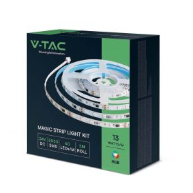   V-TAC okos RGB futófény LED szalag szett IP65 SMD 5050 chip 60 db/m, távirányítóval - SKU 23146
