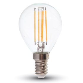   V-TAC 6W E14 hideg fehér filament P45 LED égő, 100 Lm/W - SKU 212847