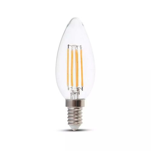 V-TAC 6W E14 meleg fehér filament C35 gyertya LED égő, 130 Lm/W - SKU 212848